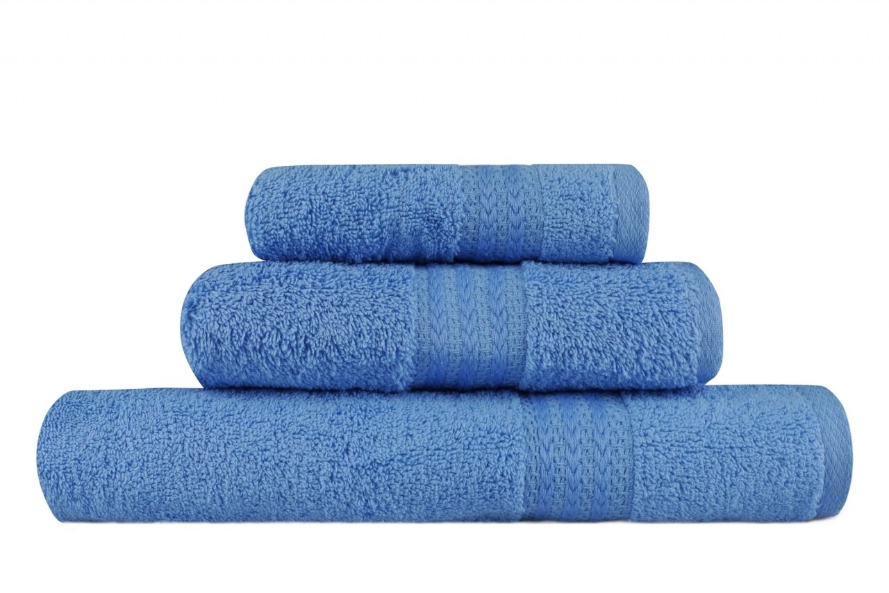 Set 3 prosoape de baie Simplicity, Hobby, 30 x 50 cm/50 x 90 cm/70 x 100 cm, 100% bumbac, bleu - imagine 5
